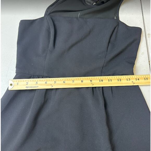 Banana Republic Black Sheer Inset Halter Sleeveless Fit & Flare Midi Dress Sz 4 - Picture 7 of 11